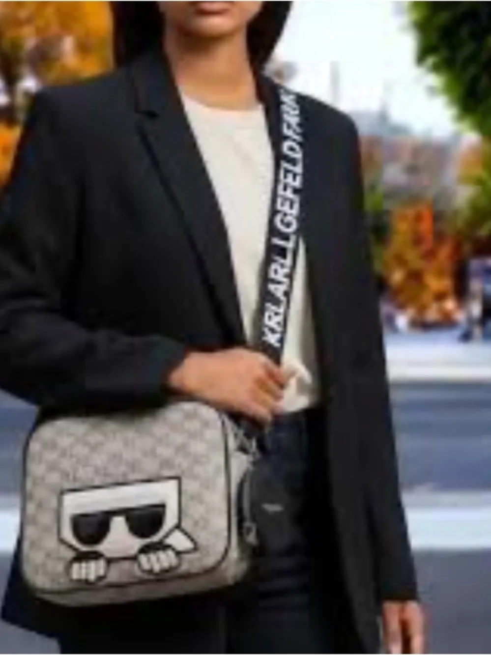 New Karl Lagerfeld Beige KL Monogram Crossbody Bag with Removable Coin Pouch